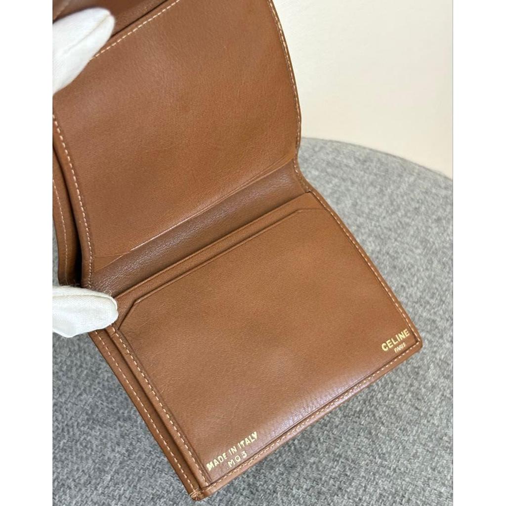 Used Celine Macadam PVC X Leather Beige Trifold Wallet Cw488