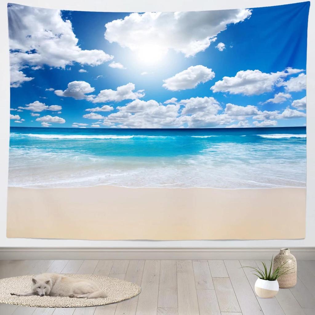 Tropical Summer Beach Tapestry Wall Hanging Tropical Beach Tapestries Seaside Coconut Tree Tapestry Home Decorations Bedroom