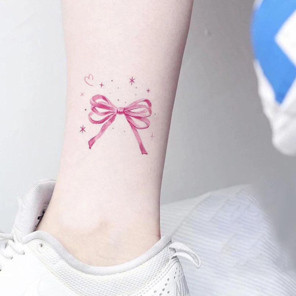 Pink Sweet Cool Hottie Style Bow Bow Crayon Coloring Ins Tattoo Stickers Cute Student Tattoo St Q0D5