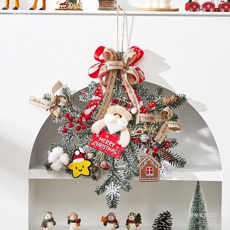Rattan Christmas Wreath Hanging Ornament for Door & Wall Decoration