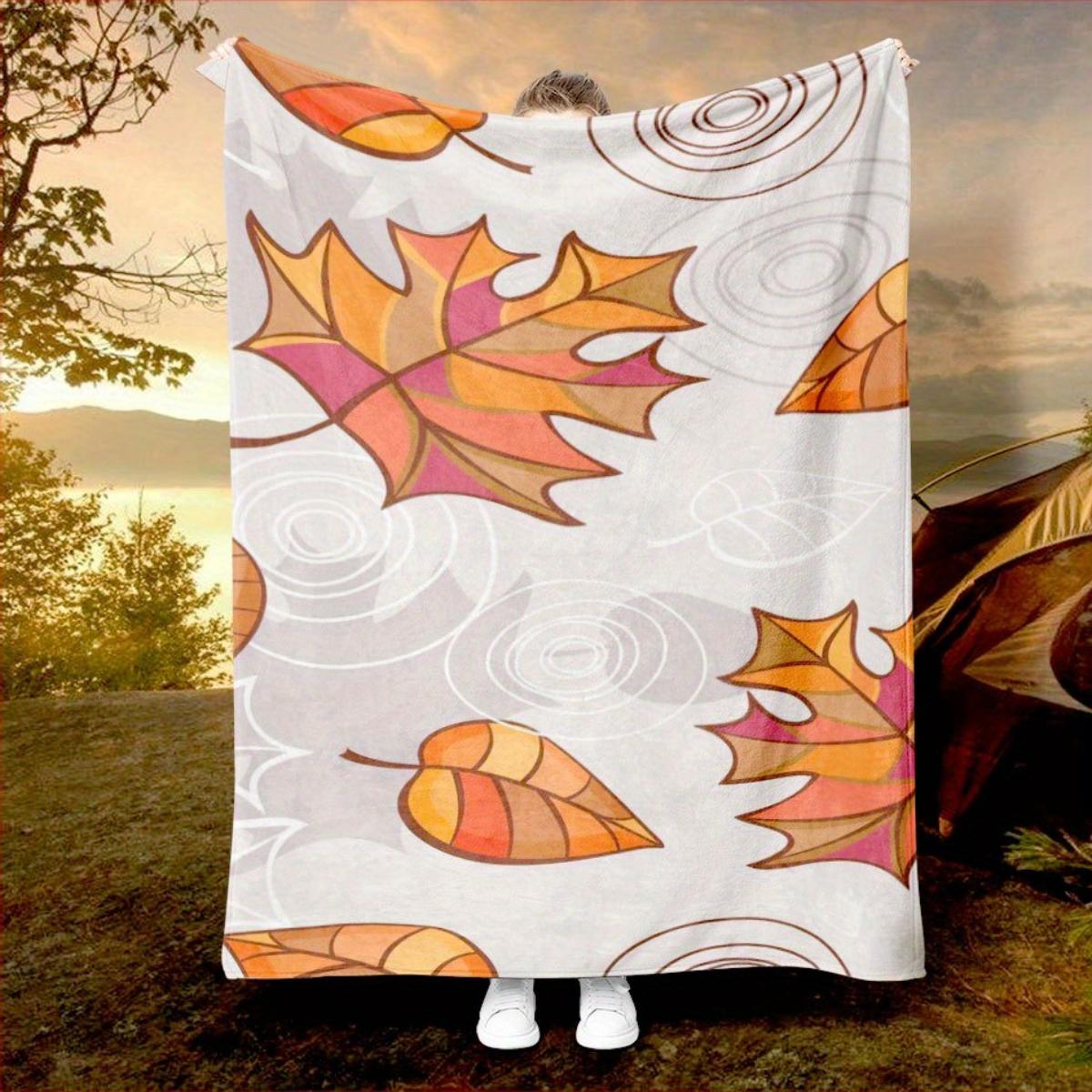 Maple Leaf Print Flannel Blanket - Ideal for beds, sofas, offices, travel, decorating, chairs, and as a holiday gift for friends 130x150cm