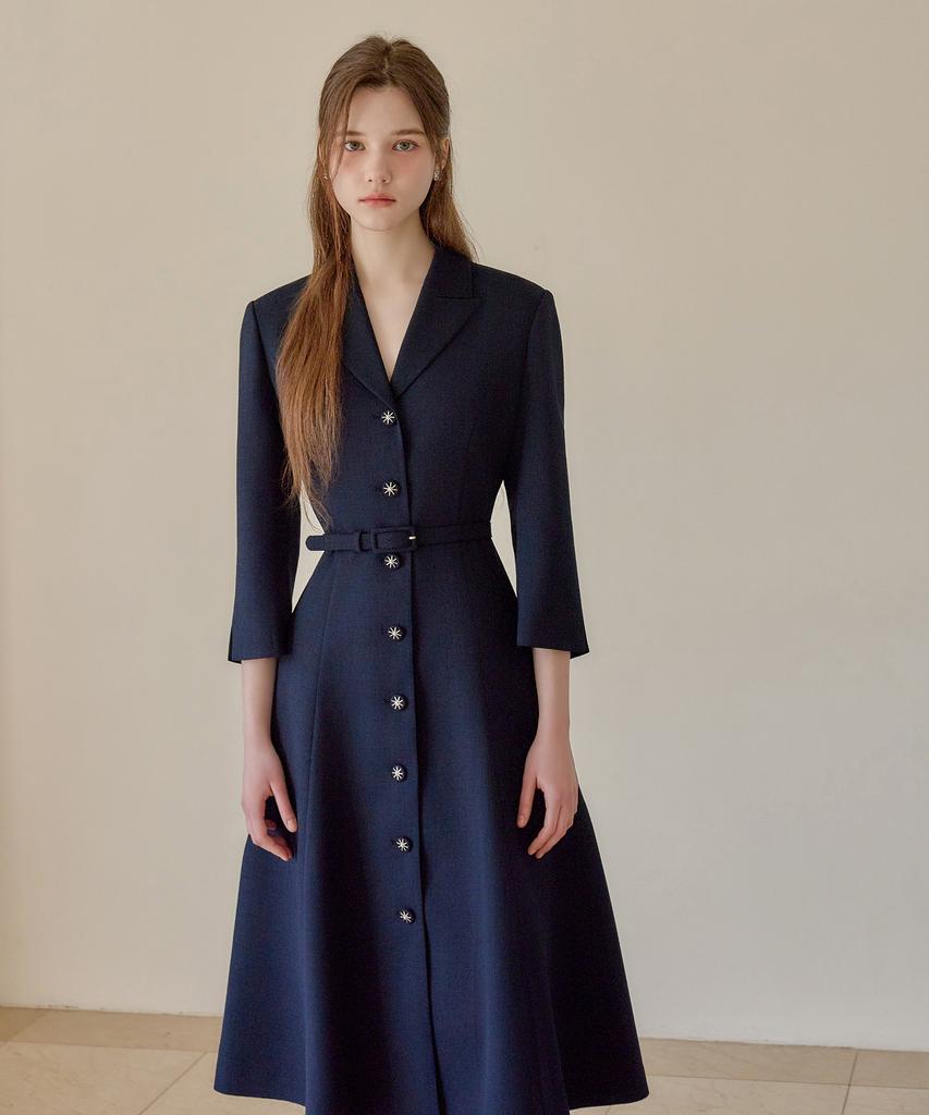 Julie And Kara 26Ss Calla139 Shebigins Joe Tweed Dress Navy