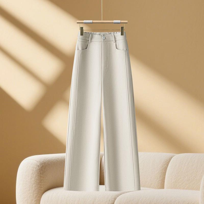 Women's High-Waist Slimming Woolen Wide-Leg Pants - Autumn/Winter 2025 Collection