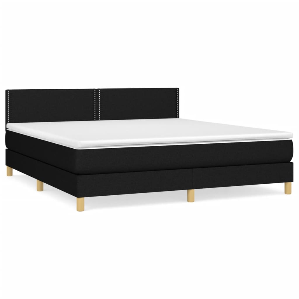 Box Spring Bed with Mattress Black 180 x 200 cm Fabric