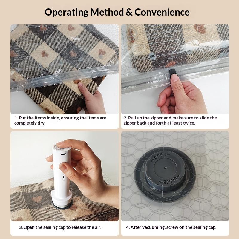 15Pcs Cordless Compression Bags for Travel Space Saving Portable Vacuum Storage for Clothes and Luggage