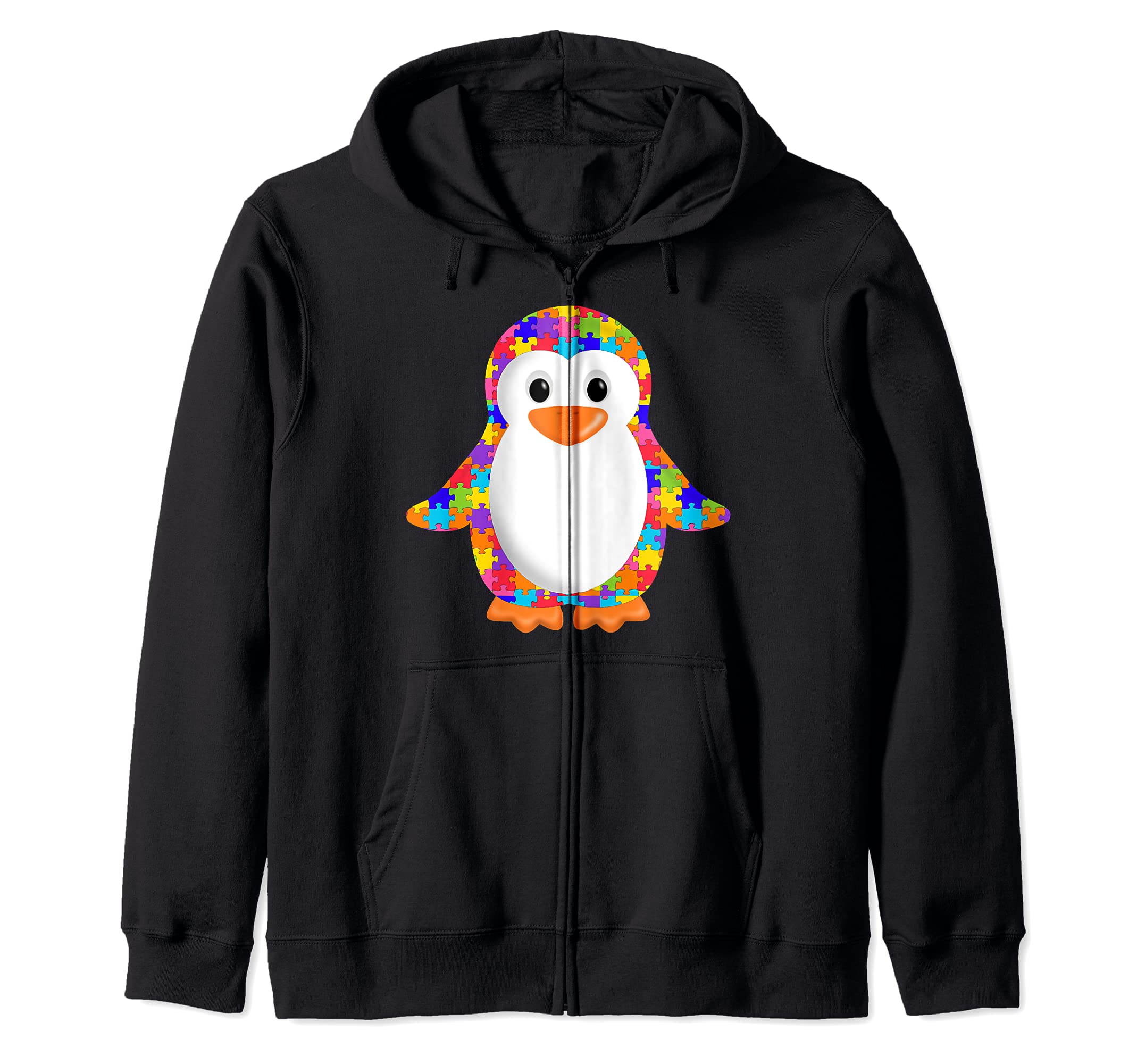 

Penguin Jigsaw Puzzle Autism Puzzle Apparel Girls and Boys Zip Hoodie