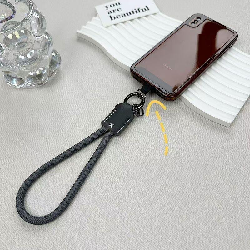 Premium Braided Lanyard With Leather Accent, Nylon Wrist Strap, Outdoor Anti-Lost Keychain, Secure Phone Tether With Clip Decora