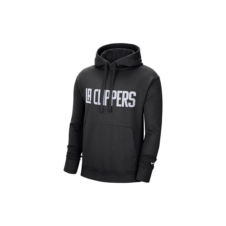 Nike Ce Logo Nba Sports Printing Los Angeles Clippers hooded Pullover Fleece Black Men s DC0807-010 XXXL