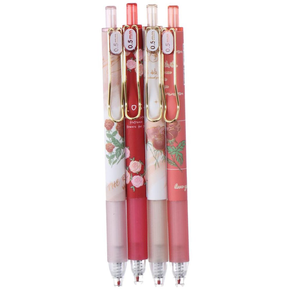 4 Pcs Gel Ink Pens Flower Retractable Pens 0.5mm Black Ink Gel Pens Perfect for Office Supplies Gifts Writing Notes