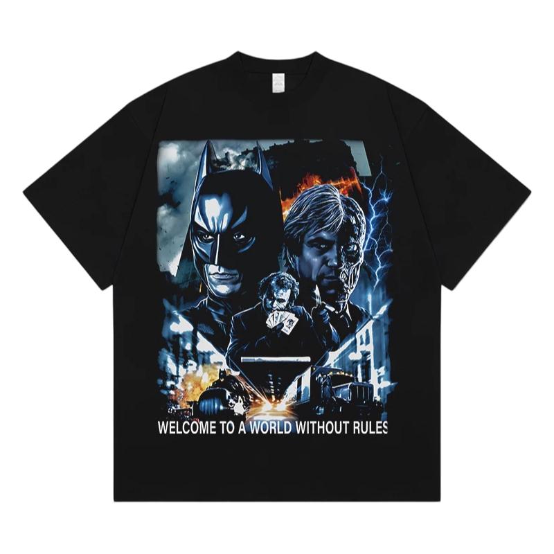 

Batman Welcome to a World Without Rules Graphic TShirt Y2K Cotton Casual Crew Neck Short Sleeve Tee for Men and Women S