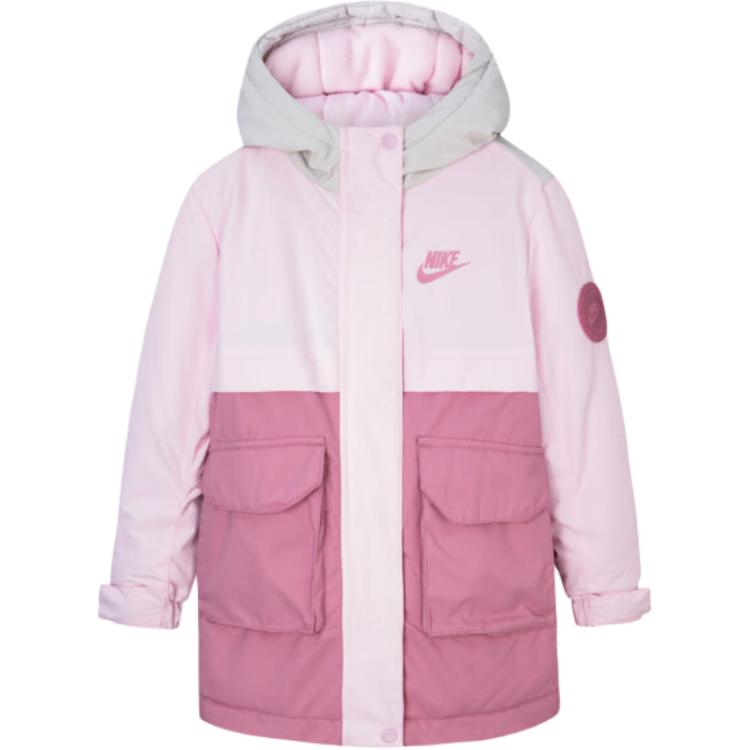 Nike Cotton Jacket Mid-Length Hooded Color Block Cherry Blossom Pink Baby jackets DZ9534-663 5