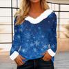 Women's Casual Fashion Long Sleeve Christmas Printed Flannel Collar Top