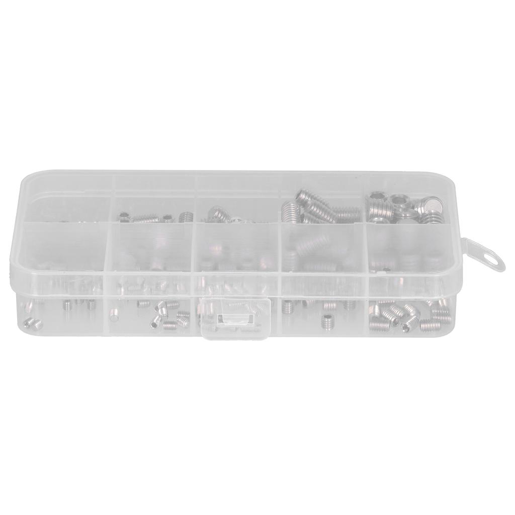 220 Pcs Grub Screw Stainless Steel M3 to M8 Inner Hex Concave End Tight Joint Tool for Precise