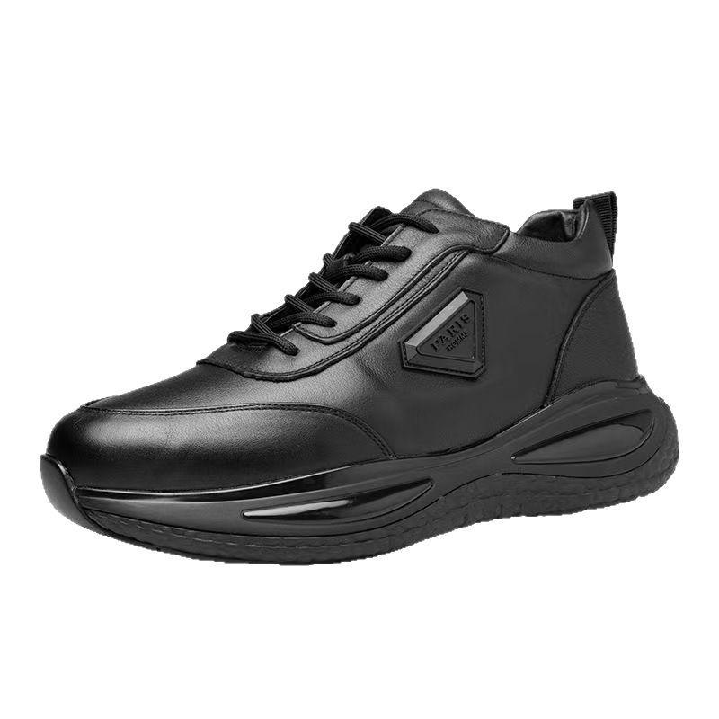 2025 Men's Black Lightweight Casual Sneakers with Soft Thick Sole