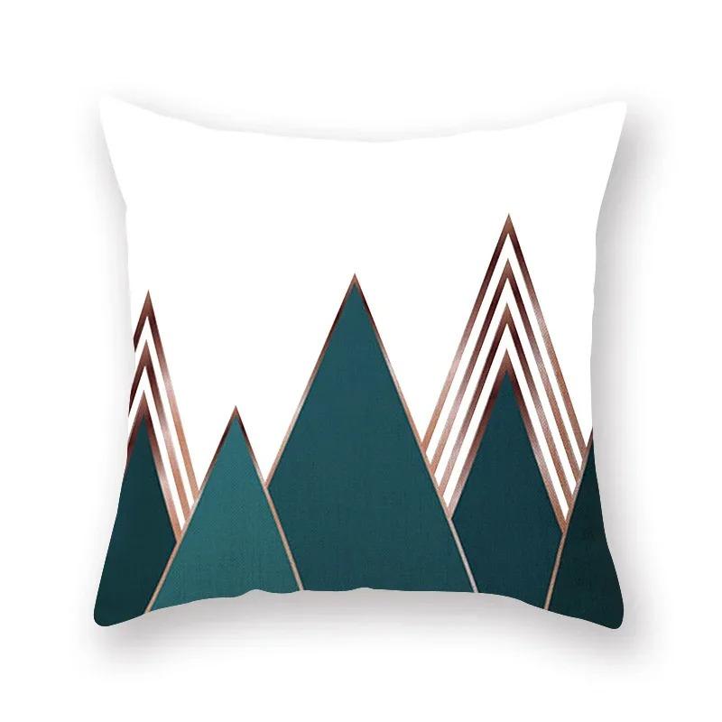 Abstract Geometric Pillowcase Flowers Leaves Teal Sofa Car Bedroom Home Decor Pillow Cushion Cover