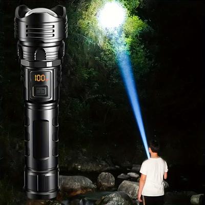 Lampe de poche LED ultra-lumineuse 100 LUMENS de préparation aux situations d'urgence - Charge rapide, portable et rechargeable avec affichage numérique, modes multiples