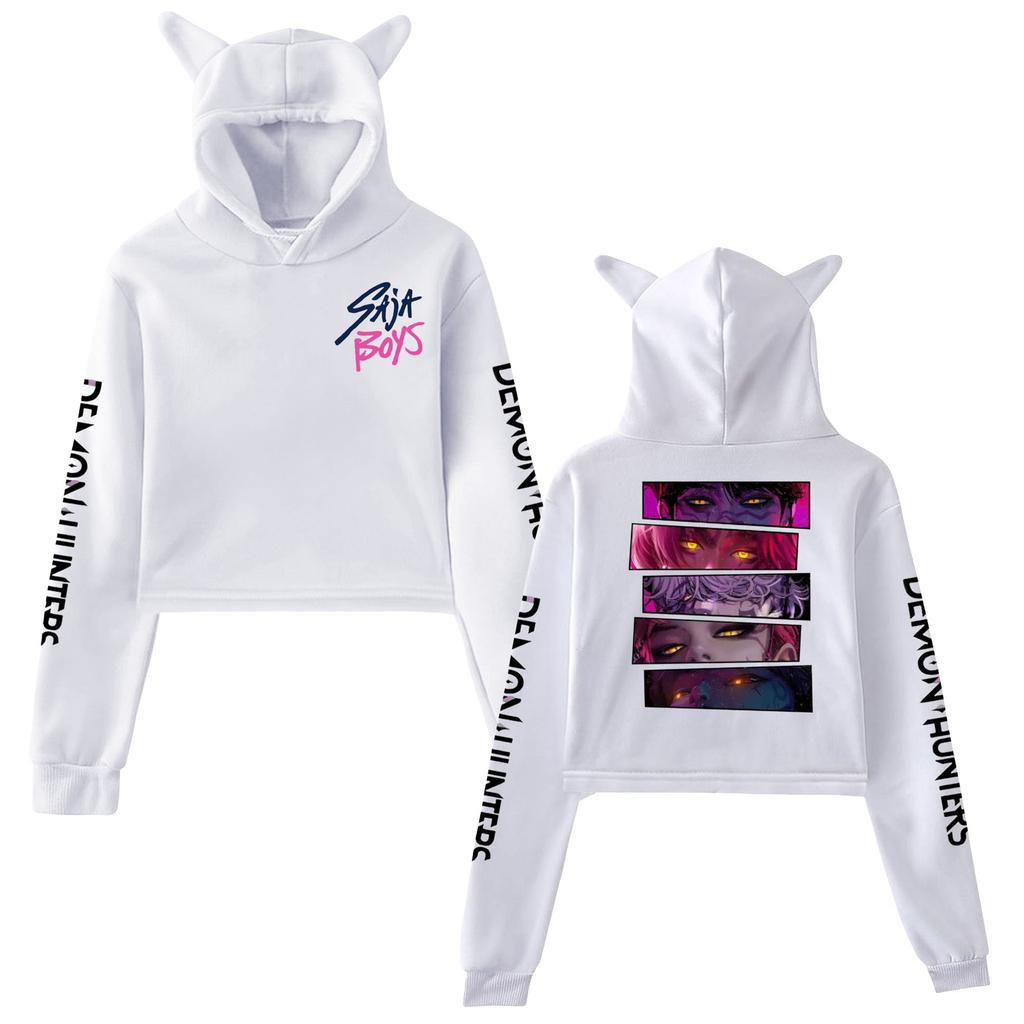 KPop Demon Hunters Huntrix Saja Boys Merch Cat Ear Hoodie Women’s Pullover Sweatshirt with Anime Graphic for K-Pop Fans