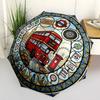 London Bus Journey pattern umbrella, portable and foldable design, 8 ribs, a casual accessory for Halloween, Christmas, and birthday gifts.