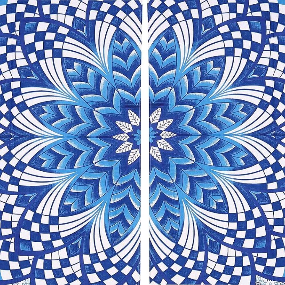 Bless International Beautiful Indian Bohemian Psychedelic Hippie Tree of Life Window Curtain Panels for Bedroom, Living(Blue Elephant Flower)