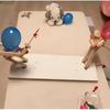 Ballon-Bambusmann-Kampf, Holz-Bots-Kämpfer für 2 Spieler, rasantes Ballon-Kampfspiel, handgefertigte Holzfechtpuppe, lustiges Spielzeug