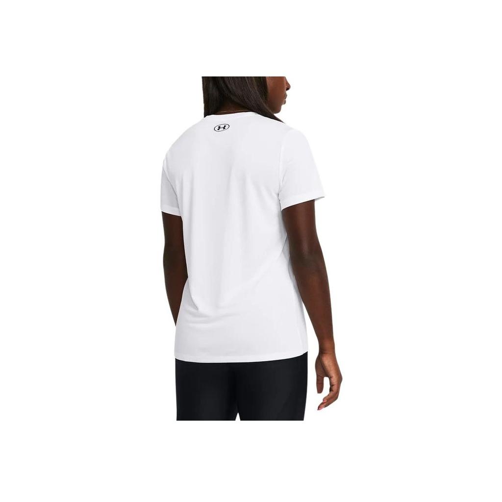 Under Armour Logo Print Casual Crew Neck Short Sleeve T-Shirt Women T-Shirt White 1384231-100