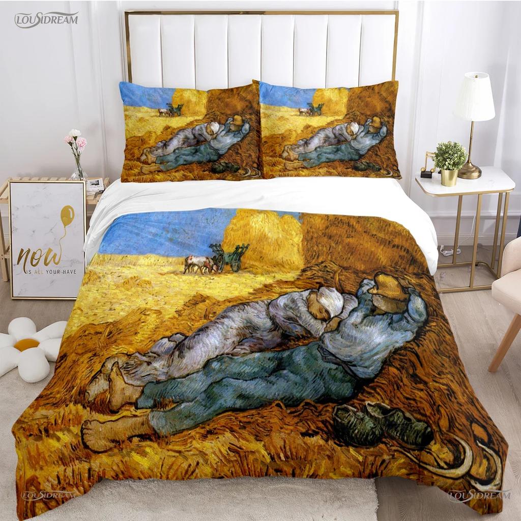 Van Gogh Kunst Niedlich Kawaii Bequemer Bettbezug Steppdecke Kissenbezug Bettwäscheset Kinder Schlafzimmer Dekoration Heimtextil