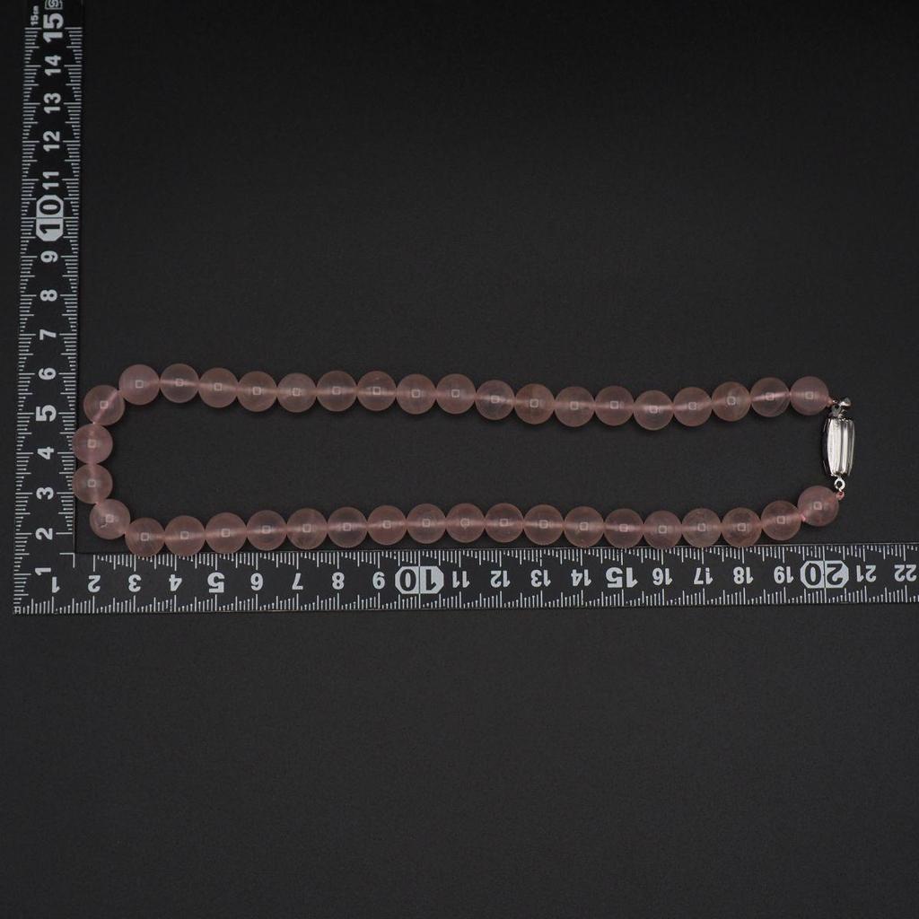 Used X610 Rose Quartz 10mm Bead GSILVER Engraved Necklace Design Silver Color