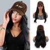 Lang lue parykk hair extensions med bokstaver kontinuerlig baseball cap dame justerbar lue parykk motstandsdyktig mot høy temperatur