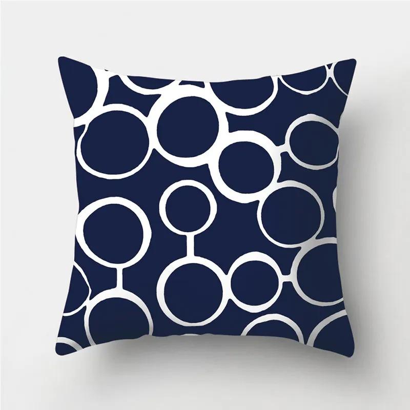 Dark Blue Geometric Pattern Decorative Pillowcase Bedding Home Decoration Cushion Pillowcase