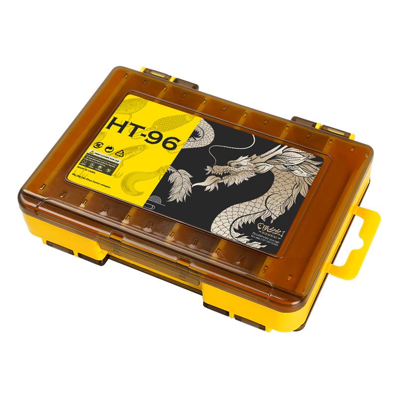 Double-sided Hard Bait Storage Box with Multi-Compartments - Thickened, Hand-held, Dual-Layer Lure Organizer for Sea Fishing.