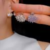 Boucles d'oreilles Cygne Colorées Style Déesse Luxe Léger, Boucles d'oreilles Zirconium Micro-serties, Boucles d'oreilles Longues Mode et Polyvalentes