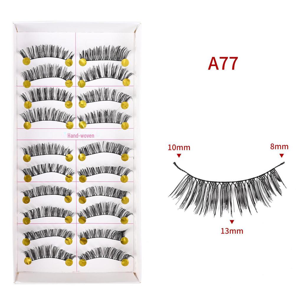 217 handgefertigte falsche Wimpern – 10 Paar im natürlichen Stil, gekreuzter Baumwollstiel für Bühnen-Make-up