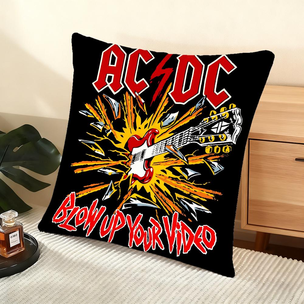 Kuddfodral Silkeslen Kort Plysch Hemmasoffa Kuddfodral - Dold Dragkedja Heminredning A-A-ACDC Rockband