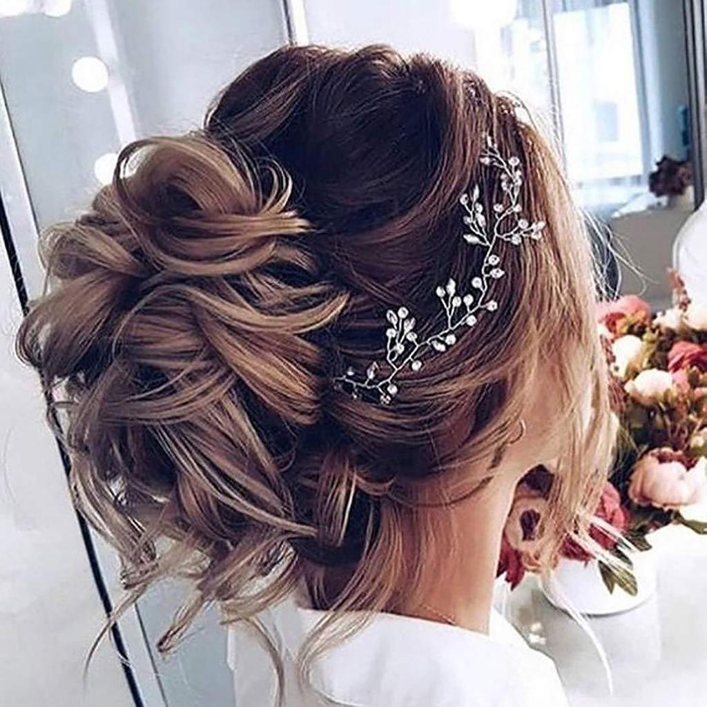 Bridal Headpiece Handcrafted Pearl Rhinestones Decoration Hair Accessory Headdress for Wedding Prom 19.7in