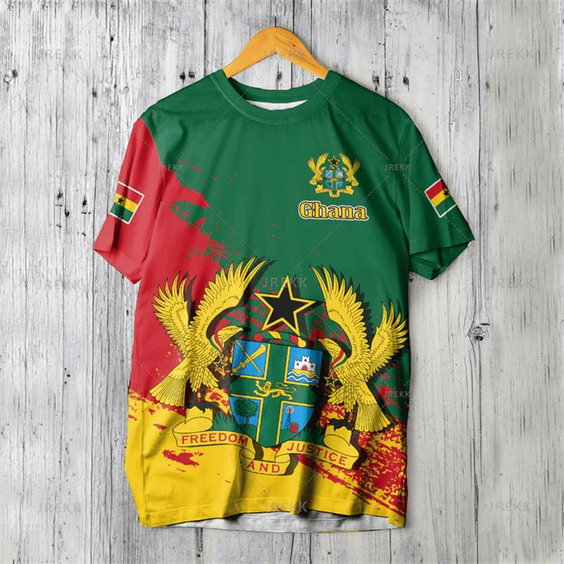 Ghana Nationa IndependenceDay 3D Printed T Shirt The Republic-of Ghana Emblem Flag Graphic Tee-shirts For Men Mens Clothing Tops