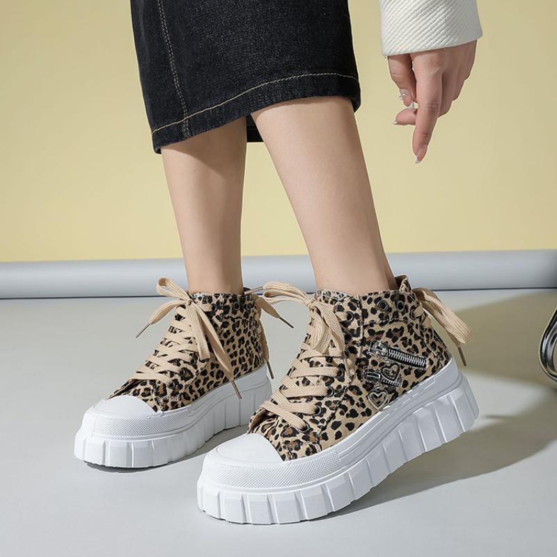 

Trendy Thick Soled Women s Shoes New Height Increasing Canvas Metal Zipper Love Decoration Casual Sports Shoes Sneakers 36