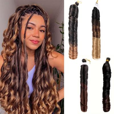 Synthetische lange Box Braids Haarverlängerungen Natürliche Optik Lockig Wellig Häkelperücke Für Frauen Cosplay Party Gebrauch