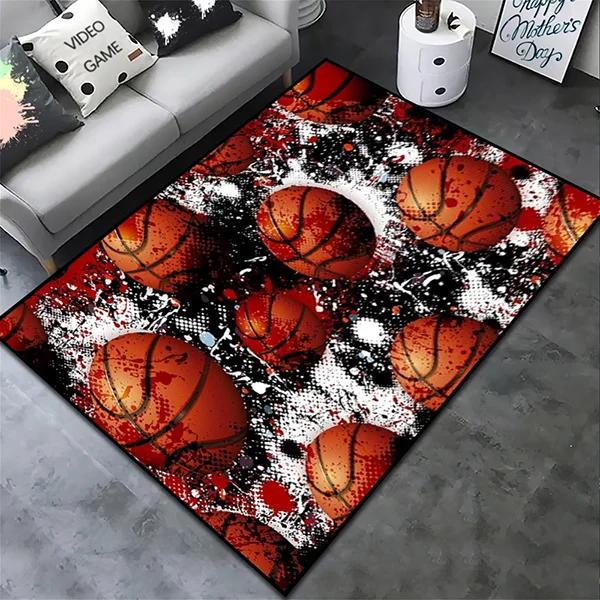 Creative Sports Area Rug Healthy ExerciseTeen Fantastic Basketball Enthusiast Carpet for Home Decor Kid Room ,Etc.