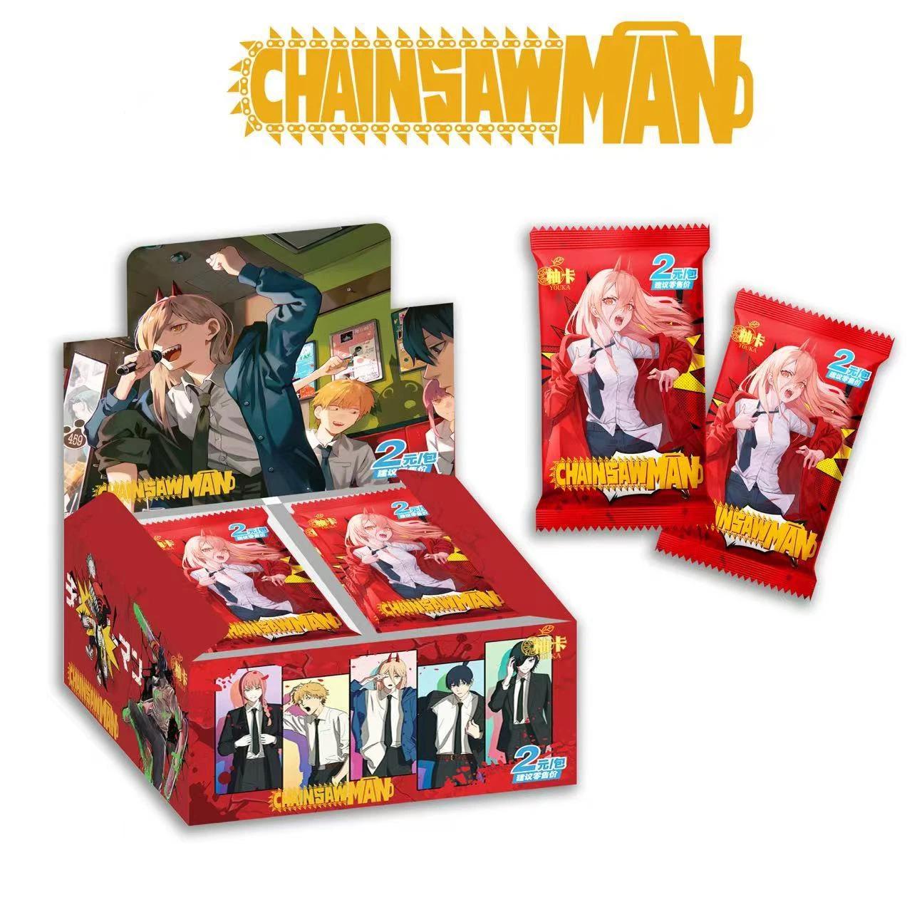 Chainsaw Man Collectie Kaarten Dubbele Koude Folie Ambacht Handgetekende Stijl Makima Power Denji Anime Ruilkaart Holo Zeldzame Kaarten Cadeau black