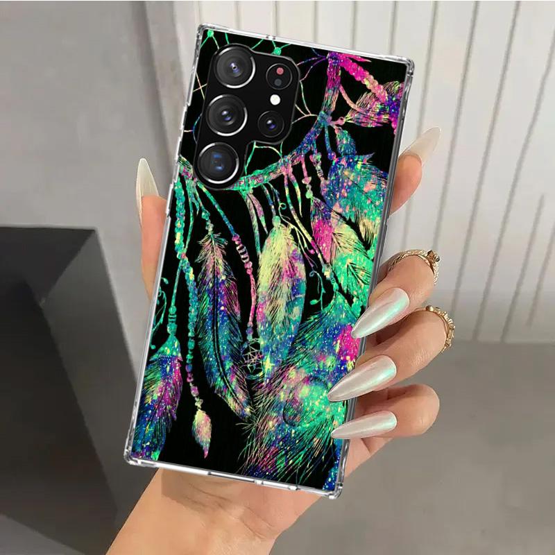 Retro Feather Dreamcatcher Phone Case for Samsung Galaxy S26 S24 S23 Ultra S25 Edge S22 S21 Plus S20 FE + Soft Print Shell Funda