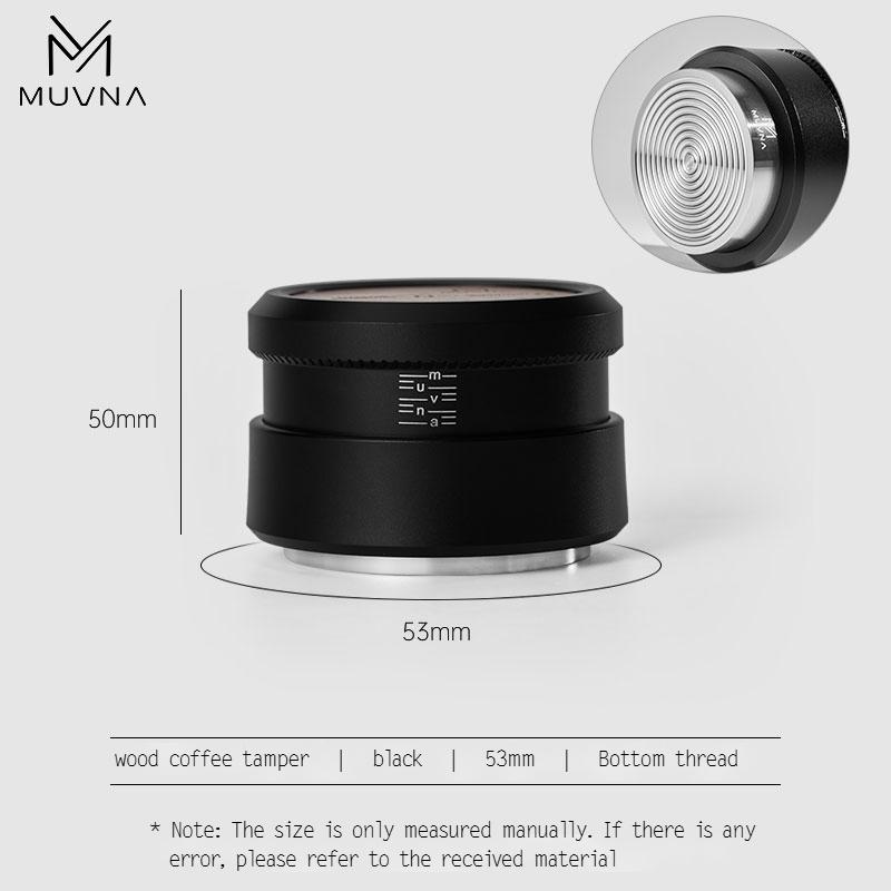 MUVNA Espresso tamper V2, pomalu se vracející kávový tamper s nerezovou vlnitou základnou pro portafiltry 51 mm / 53 mm / 58 mm
