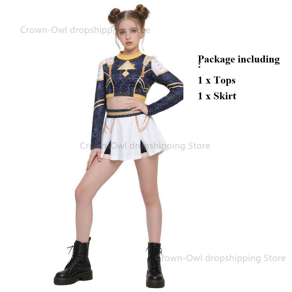 Kids Girls K-Pop Demon Hunters Zoey Rumi Mira 3D Print Black Golden Cosplay Suit Costume Set Huntrix Halloween Carniva Suit