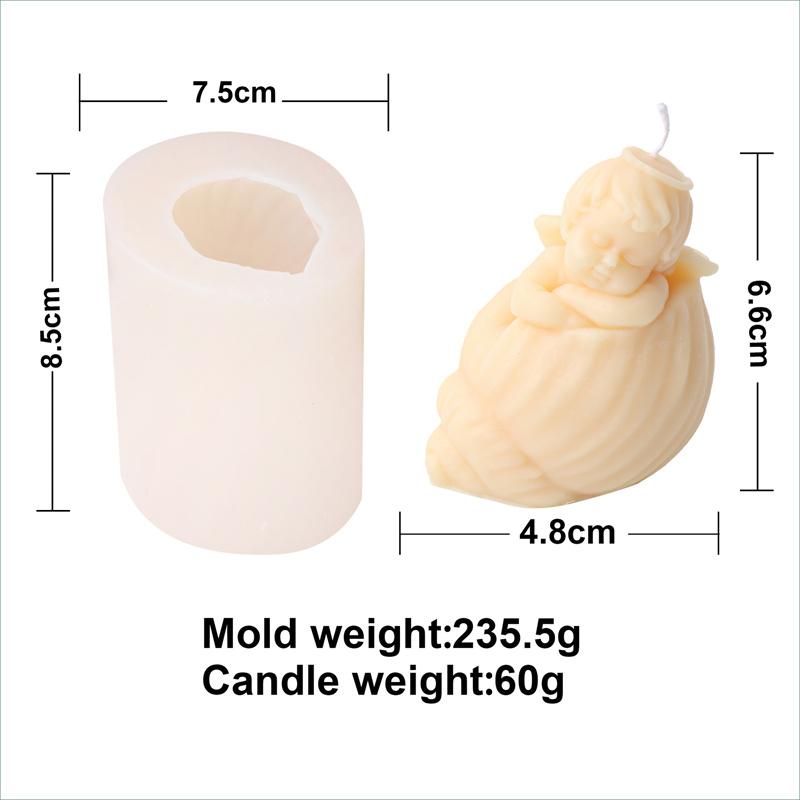 

New Shell Angel Scented Candle Silicone Mold Winged Angel Cake Chocolate Ornament Mold Handmade Resin Soap Making Supplies Mould