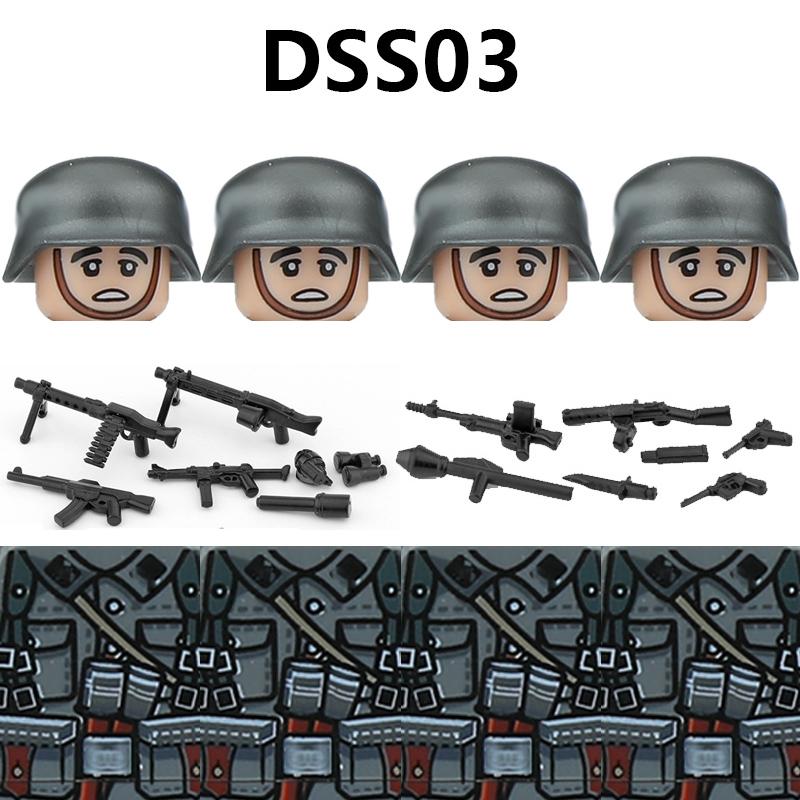 WW2 German STG44 MP40 PZB39 98K Figures Building Blocks Army Soldiers Infantry M35 Helmet Military Weapons Bricks Toys Kids