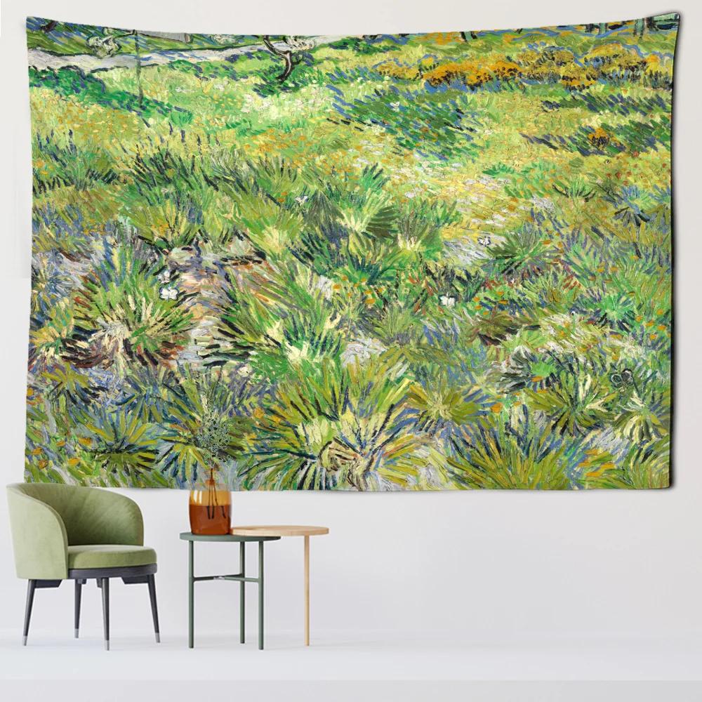 Gobelin Van Gogh Aloesowy Wóz i Daleki Pociąg Salon Tło Domu Tkanina Wisząca Dekoracja Ścienna