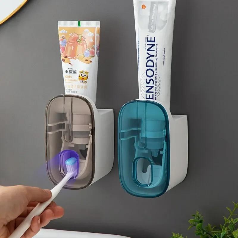 1 STK Automatisk tannkremdispenser Baderomstilbehør Veggfeste Lazy Toothpaste Squeezer Tannbørsteholder