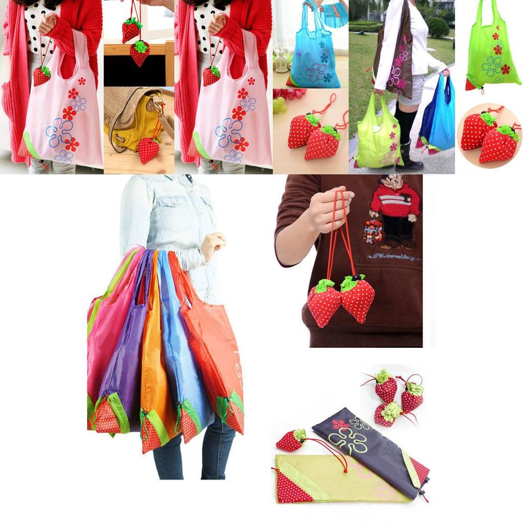 Eco Storage Handbag Strawberry Foldable Shopping Bags In Vibrant Colors For Everyday Use