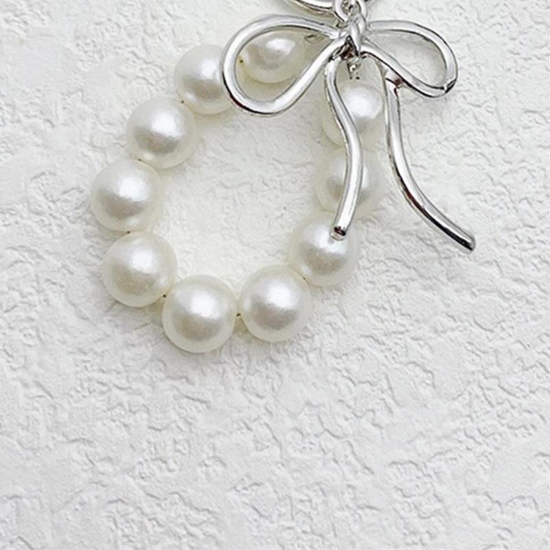 

Y2K металлический бант жемчужные бусины телефонная цепочка чехол для наушников шарм милые аксессуары для телефона сумка для камеры брелок подвески модные украшения