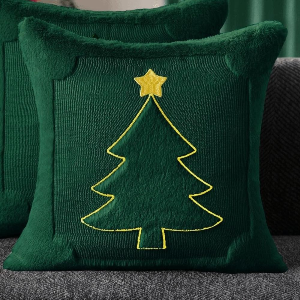 New Christmas Throw Cushion Case Square 18x18in Sofa Cushion Cover Xmas Tree Pattern Soft Pillow Cover Living Room Decor