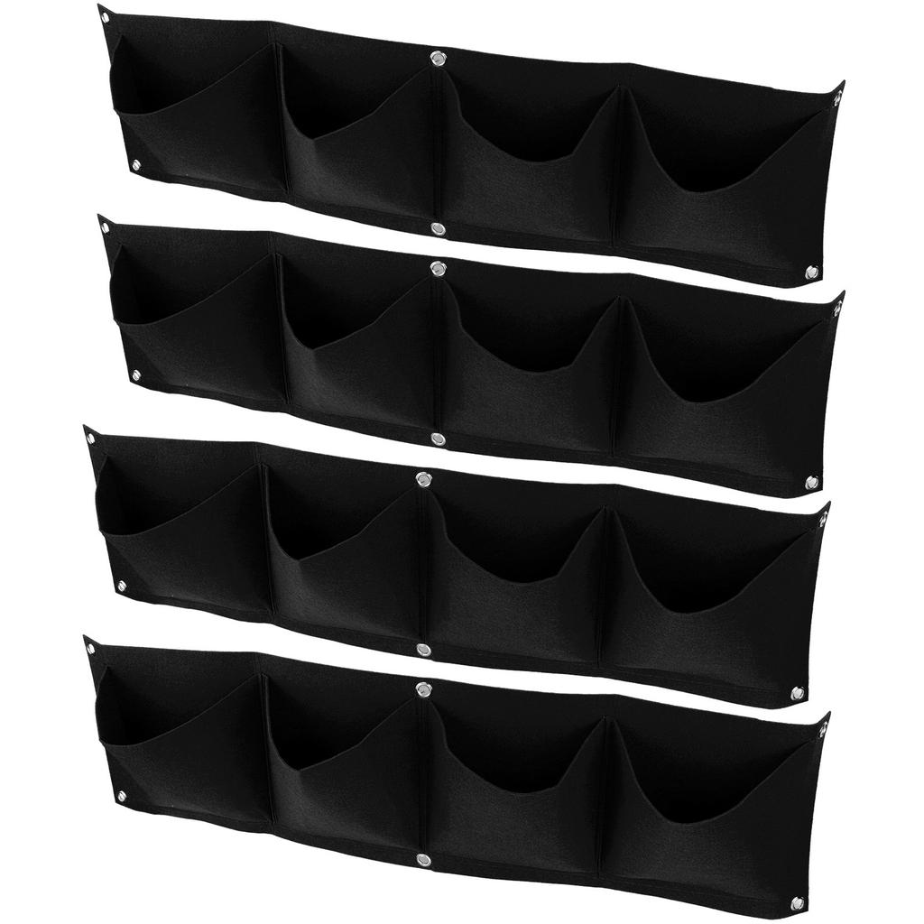 4 Stück 4 Taschen Pflanzen Anzuchtsack Wandmontiert Wiederverwendbar Abbaubar Filz Garten Pflanzgefäß